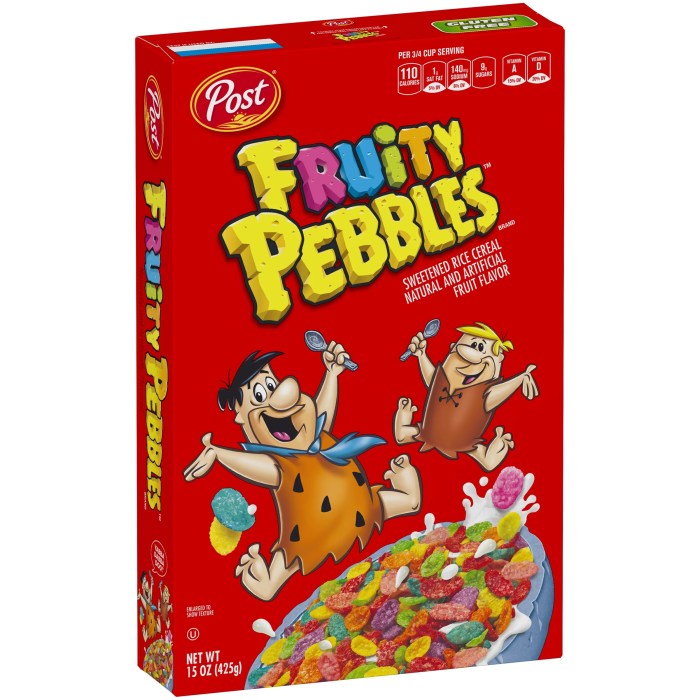 Pebbles fruity cereal